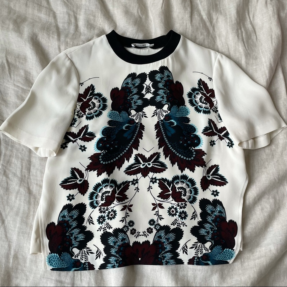 ALC Silk Short Sleeved Printed Blouse